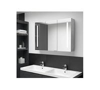 Armoire de Salle de Bain à Miroir LED Gris Béton 62x14x60 cm Murale vidaXL