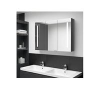 Badkamerkast met spiegel en LED 89x14x62 cm glanzend grijs326528