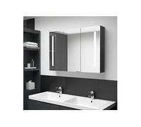 Badkamerkast met spiegel en LED 89x14x62 cm glanzend zwart326526