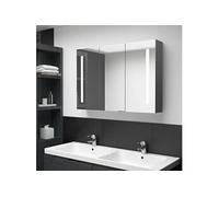 Armoire de Salle de Bain à Miroir LED Gris Béton 62x14x60 cm Murale vidaXL