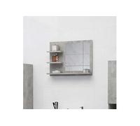 vidaXL Miroir de Salle de Bain, Miroir de Courtoisie, Miroir de Maquillage, Miroir Cosmétique Toilette Maison Intérieur, Gris Béton Bois d’Ingénierie