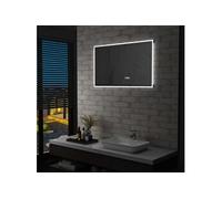 vidaXL Miroir à LED et capteur tactile et affichage d'heure 100x60 cm
