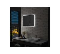 Badkamerspiegel LED met aanraaksensor en tijdweergave 80x60 cm144738