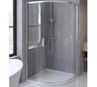 BADLAND Kit complet - Cabine de douche Hela + receveur de douche Vidar 90 x 90 cm, 193 cm, quart de cercle transparent, Nano verre 6 mm, receveur de douche blanc, aspect pierre SMC, avec bonde Ø 90 mm