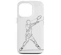 Badminton Player One Line Drawing Coque pour iPhone 13 Pro