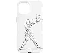 Badminton Player One Line Drawing Coque pour iPhone 15
