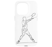 Badminton Player One Line Drawing Coque pour iPhone 15 Pro
