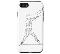 Badminton Player One Line Drawing Coque pour iPhone SE (2020) / 7/8