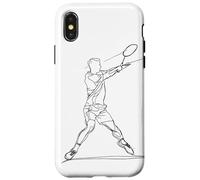 Badminton Player One Line Drawing Coque pour iPhone X/XS