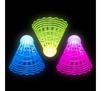 Badminton Qui S'Et Brillant dans Le Noir 3 Pièces,Volants Shuttlecocks LED | Volant Nylon pour Entraînement Jeu Extérieur Adultes Débutants