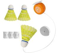Badminton Rebound Trainer Kit, Badminton Rebound Trainer, Appareil d'Entraînement De Badminton, Comprend 3 Volants De Shuttlecock, Télescopique Avec Cordon, 3 Crochets Sans Traces, pour Parcs, Salons