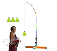 Badminton Solo Trainer - Auto Rebound Practice Kit | 3 Shuttlecocks | Fiberglass Rod Rebounds Shuttlecock For Solo Rallies; Adjustable, Foldable; Fits Court, Gym, Garden, Balcony