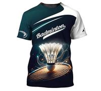 Badminton Team Sports T-Shirt imprimé en 3D pour Hommes/Femmes O Neck Fitness Lovers Graphic Pull Manches Courtes Tops