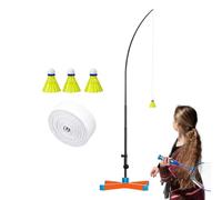 Badminton Trainer - Automatic Rebound Device | Height Adjustable Pole | Retractable 65-330cm, Water Fillable Base, Fiberglass Rod, Portable Solo Practice Equipment for Home & Backyard