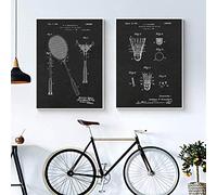 Badminton Vintage Brevets Imprimer Badminton Navette Affiche Badminton Raquette Toile Tableau Peinture Sport Murale Art GarçOn Chambre Decoration Tableaux Sans cadre 50×70cm×2pcs