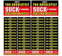 BadNotes Lot de 50 cartes de visite amusantes pour mauvais stationnement, 13 x 9 x 2 cm, cartes de violation hilarantes, motifs multi-raisons, carte blague pour farces pauvres parkers au travail