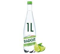 BADOIT - Eau Gazeuse Rafraîchissante au Citron Vert, Sans Sucres, Pétillance Légère (Bouteille 1L) - Le lot de 4