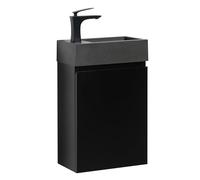 Badplaats B.V. Angela Meuble de salle de bain, WC, 40 x 22 cm, noir mat, lavabo