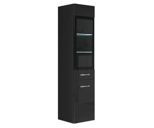 Badplaats B.V. Armoire de Rangement Rio Hauteur 131 cm Noir Brillant - Meuble de Rangement Haut Placard Armoire Colonne