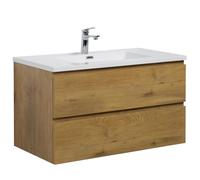 Badplaats B.V. Meuble de Salle de Bain Angela 90cm lavabo F. Oak - Armoire de Rangement Meuble lavabo