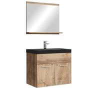 Badplaats B.V. Meuble de Salle de Bain de Montreal 02 60 cm lavabo Noir - Chene chataignier - Armoire de Rangement Meuble lavabo evier Meubles