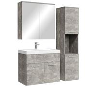 Badplaats B.V. Meuble de Salle de Bain Montreal 60 cm avec Miroir Armoire Beton Gris - Armoire de Rangement Meuble lavabo evier Meubles