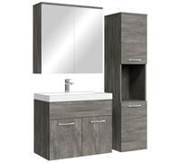 Badplaats B.V. Meuble de Salle de Bain Montreal 60 cm avec Miroir Armoire Chene Gris - Armoire de Rangement Meuble lavabo evier Meubles