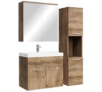 Badplaats B.V. Meuble de Salle de Bain Montreal 60 cm avec Miroir Armoire Chene Marron - Armoire de Rangement Meuble lavabo evier Meubles