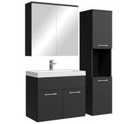 Badplaats B.V. Meuble de Salle de Bain Montreal 60 cm avec Miroir Armoire Noir Mat - Armoire de Rangement Meuble lavabo evier Meubles