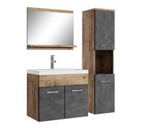 Badplaats B.V. Meuble de Salle de Bain Montreal 60 cm lavabo Chene chataignier, Gris - Armoire de Rangement Meuble lavabo evier Meubles