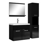 Badplaats B.V. Meuble de Salle de Bain Montreal 60 cm lavabo Noir Brillant - Armoire de Rangement Meuble lavabo evier Meubles