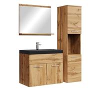 Badplaats B.V. Meuble de Salle de Bain Montreal 60 cm lavabo Noir - Chene - Armoire de Rangement Meuble lavabo evier Meubles
