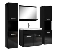 Badplaats B.V. Meuble de Salle de Bain Montreal XL 60 cm lavabo Noir Brillant - Armoire de Rangement Meuble lavabo evier Meubles
