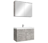 Badplaats B.V. Meuble de Salle de Bain Paso 02 80 x 40 cm lavabo Beton Gris - Armoire de Rangement Miroir Armoire Miroir
