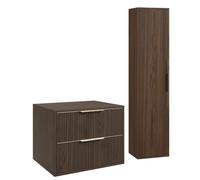 Badplaats B.V. Meuble sous vasque Rimini 60 cm - Marron noyer - Meuble de salle de bain avec colonne