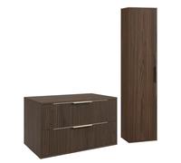 Badplaats B.V. Meuble sous vasque Rimini 80 cm - Marron noyer - Meuble de salle de bain avec colonne