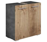 Badplaats B.V. Meuble Vasque Jupiter - Gris avec chêne châtaignier - 60 x 30 x 60 cm - Meuble de Salle de Bain, Colonne, Armoire