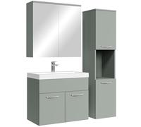Badplaats B.V. Montréal Ensemble de meubles de salle de bain 60 cm - Vert mat - Avec armoire à miroir et armoire latérale