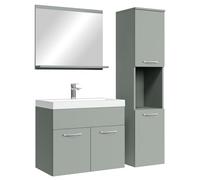 Badplaats Ensemble complet de meubles de salle de bain Montréal 60 x 35 cm Gris Mat - Meubles de salle de bain avec lavabo, miroir et placard de salle de bain
