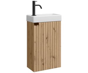 Badplaats Ensemble WC pour invités Bosco 40 x 22 cm Chêne - Ensemble de meubles de salle de bains peu encombrant avec lavabo et meuble sous-lavabo