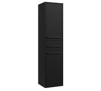 Badplaats Florence Armoire de salle de bain, 30 x 35 x 130 cm, noir mat, haute, avec 2 portes et 1 tiroir