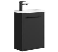 Badplaats Florence - Meuble de salle de bain pour invités - 40 x 22 cm - Noir mat - Peu encombrant - Avec lavabo et meuble bas