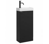 Badplaats Meuble Lave-Mains Orion 40 x 22 cm - Noir Mat - Meuble WC avec Vasque