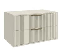 Badplaats Rimini Meuble sous lavabo 80 x 46 cm Beige - Armoire suspendue pour salle de bain avec 2 tiroirs