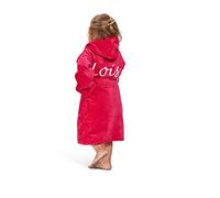 Badrock - Peignoir de Bain pour Enfants avec nom brodé - Rose - 100% Coton Velours - (152/158) - SKU 478