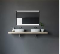 Badspiegel mit Beleuchtung Talos Black Shine 120 x 70 cm Wandspiegel - hochwertiger Aluminiumrahmen mit Kippschalter in matt schwarz - Lichtspiegel mit Lichtfarbe Neutralweiß - Badezimmerspiegel
