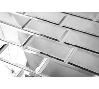 Badspiegeldesign - Carreaux Miroir rectangulaires, Miroir Mural, Carrelage Mural, Facile à Poser, Design esthétique, Découpe Facette, Utilisation Universelle, 15 x 40 cm, 4 pièces