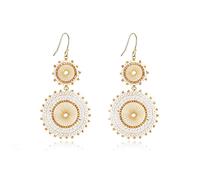 Badu Boucles d'oreilles pendantes en perles de rocaille faites à la main pour femme, 3.5 cm, Verre Cuivre, Pas de pierre précieuse