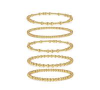 Badu Bracelet de perles en argent pour femme - Ne ternit pas - Empilable - Extensible - Hypoallergénique - Tendance, 7.1 Inch, Métal, Pas de pierre précieuse