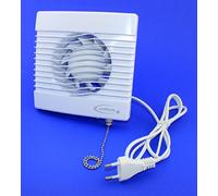 Badventilator mit Zugschalter Badlüfter Lüfter Ventilator Deckenlüfter weiß Front Ø 120 mm 12 cm PrimPS Wandlüfter Ventilator Einbaulüfter Bad Küche